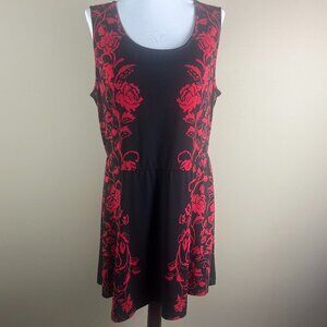Soma Sleeveless Tunic Top Size L Red Black, "Live. Lounge. Wear.", Floral